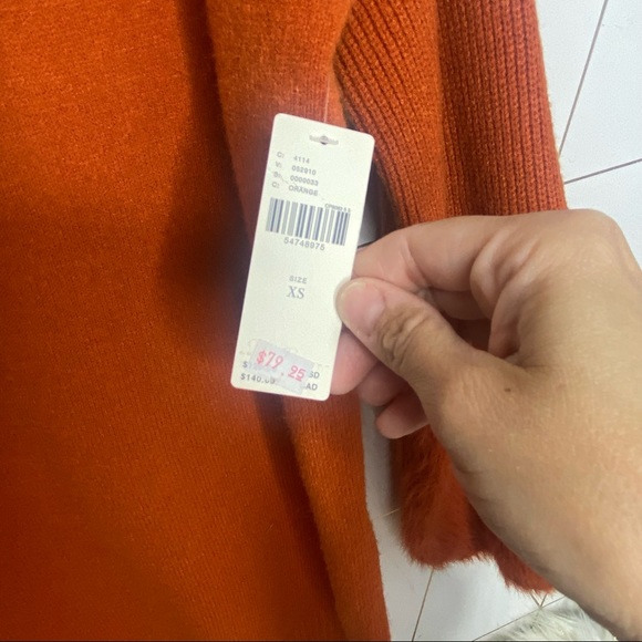 NWT Anthropologie Colma Tunic Sweater Burnt Orange Eyelash Cuffs Women's Size XS - Picture 3 of 7